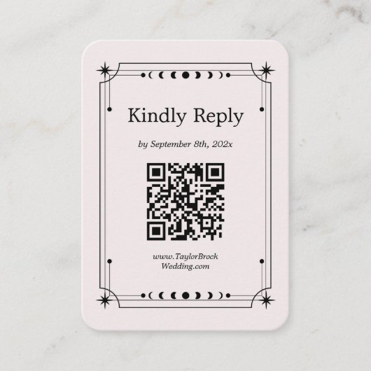 Zwart-wit Halloween Bruiloft RSVP Qr Code Informatiekaartje (Voorkant)