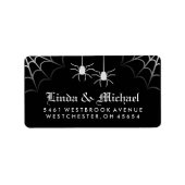Zwart Wit Halloween Bruiloft Spinnen Web Adres Etiket (Voorkant)