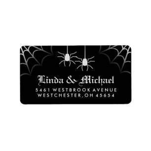 Zwart Wit Halloween Bruiloft Spinnen Web Adres Etiket
