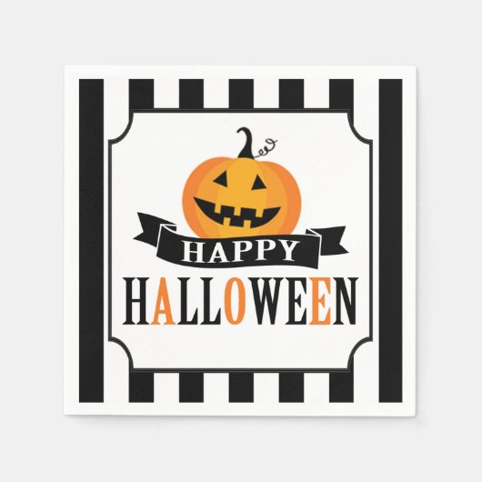 Zwart-wit Halloween cocktail servet (Voorkant)