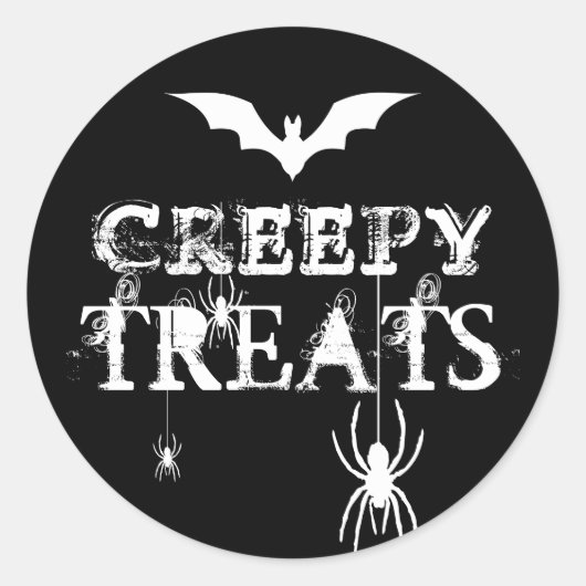 Zwart-wit Halloween Creepy Bats Spinnen Ronde Sticker (Voorkant)