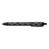Zwart-Wit Halloween Dansende Skeletten Monogram Zwarte Inkt Pen (Bodem)