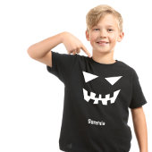 Zwart Wit Halloween Enge Gezicht Aangepaste Naam K T-shirt