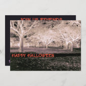 Zwart-wit Halloween-feest enge Bossen Kaart (Voorkant / Achterkant)