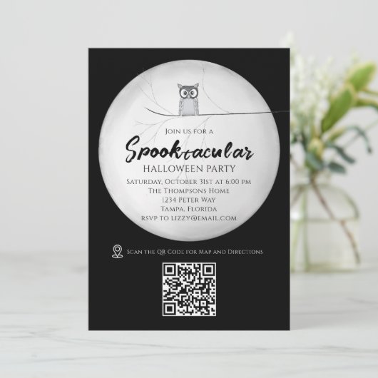 Zwart-wit Halloween feest spooktacular Kaart (Staand voorkant)