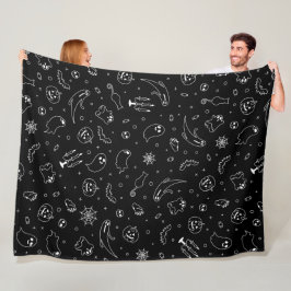 Zwart-wit Halloween Fleece Deken