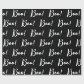 Zwart-wit Halloween Ghost Boo Patroon Cadeaupapier (Vlak)