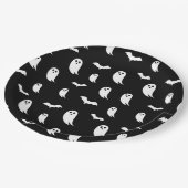 Zwart-wit Halloween Ghost- en vleermuispatroon Papieren Bordje (Gekanteld)