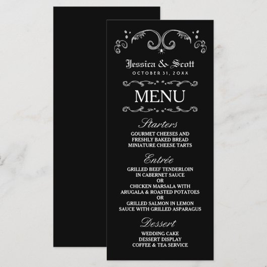 Zwart-wit Halloween Gothic Custom Menu (Voorkant / Achterkant)