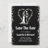 Zwart-wit Halloween gotische Save The Date Kaart (Voorkant)