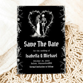 Zwart-wit Halloween gotische Save The Date Kaart