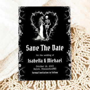 Zwart-wit Halloween gotische Save The Date Kaart