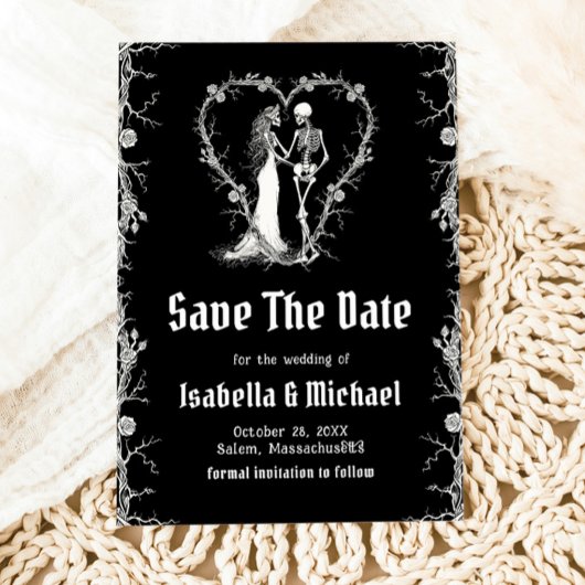 Zwart-wit Halloween gotische Save The Date Kaart
