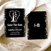 Zwart-wit Halloween gotische Save The Date Kaart