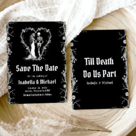 Zwart-wit Halloween gotische Save The Date Kaart