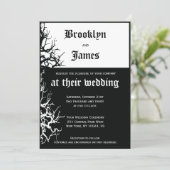 Zwart-wit Halloween-huwelijksuitnodigingen Kaart (Staand voorkant)