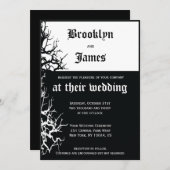 Zwart-wit Halloween-huwelijksuitnodigingen Kaart (Voorkant / Achterkant)