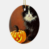 zwart-wit Halloween Kitten Keramisch Ornament (Rechts)