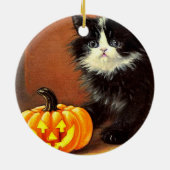 zwart-wit Halloween Kitten Keramisch Ornament (Achterkant)