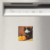 zwart-wit Halloween Kitten Magneet (Insitu (Vaatwasser))