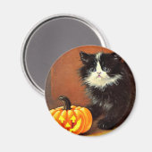 zwart-wit Halloween Kitten Magneet (Voorkant / Achterkant)