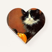  zwart-wit Halloween Kitten Notitieboek (Voorkant)