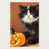  zwart-wit Halloween Kitten Planner (Voorkant)