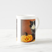  zwart-wit Halloween Kitten Porselein Kop (Voorkant rechts)