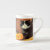  zwart-wit Halloween Kitten Porselein Kop (Rechts)