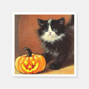 zwart-wit Halloween Kitten Servet