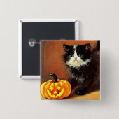 zwart-wit Halloween Kitten Vierkante Button 5,1 Cm (Voorkant /achterkant)