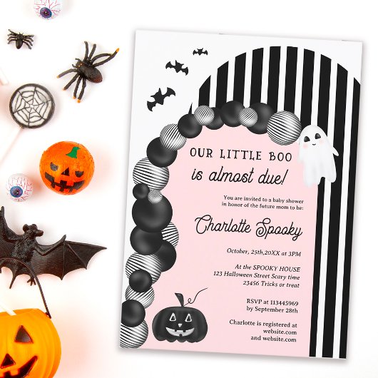 Zwart wit Halloween klein boe baby shower Kaart