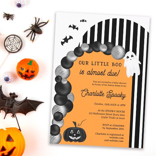 Zwart wit Halloween klein boe baby shower Kaart