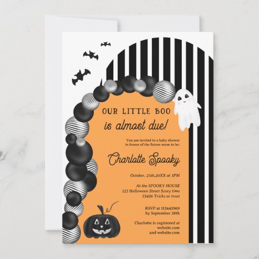Zwart wit Halloween klein boe baby shower Kaart (Voorkant)