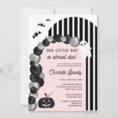Zwart wit Halloween klein boe baby shower Kaart (Voorkant)