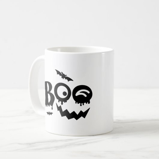 Zwart-wit Halloween Koffiemok (Voorkant links)