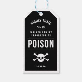 Zwart-wit Halloween laboratoriumgif label Cadeaulabel