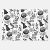  Zwart & Wit Halloween Line Art Inpakpapier Vel (Voorkant)