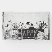 Zwart-wit Halloween Party Spandoek (Horizontaal)