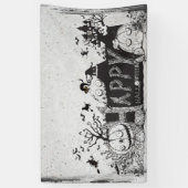 Zwart-wit Halloween Party Spandoek (Verticaal)
