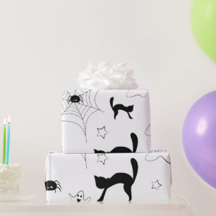 Zwart-wit halloween patroon cadeaupapier