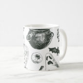 zwart-wit halloween patroon koffiemok (Voorkant rechts)