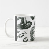 zwart-wit halloween patroon koffiemok (Links)
