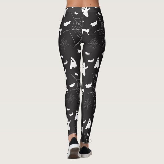 Zwart-wit halloween patroon leggings (Achterkant)