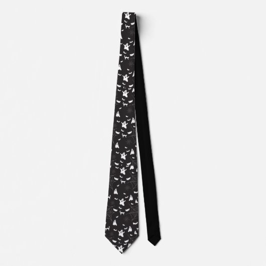 Zwart-wit halloween patroon stropdas (Voorkant)