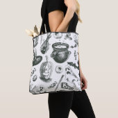  zwart-wit halloween patroon tote bag (Dichtbij)