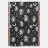 Zwart-wit Halloween Pompoen, Vleermuis, Spiderweb Deken (Voorkant Verticaal)