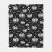 Zwart-wit Halloween Pompoen, Vleermuis, Spiderweb Fleece Deken (Voorkant)