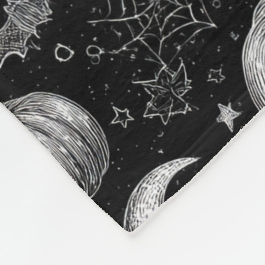 Zwart-wit Halloween Pompoen, Vleermuis, Spiderweb Fleece Deken (Hoek)