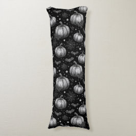 Zwart-wit Halloween Pompoen, Vleermuis, Spiderweb Lichaamskussen
